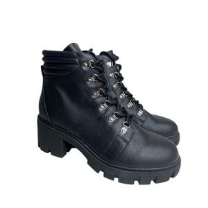 Sun + Stone Womens Ruthee Faux Leather Ankle Combat Boots Black Size 11 NWOB